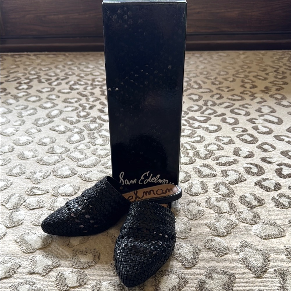 Sam Edelman Black Woven Mules